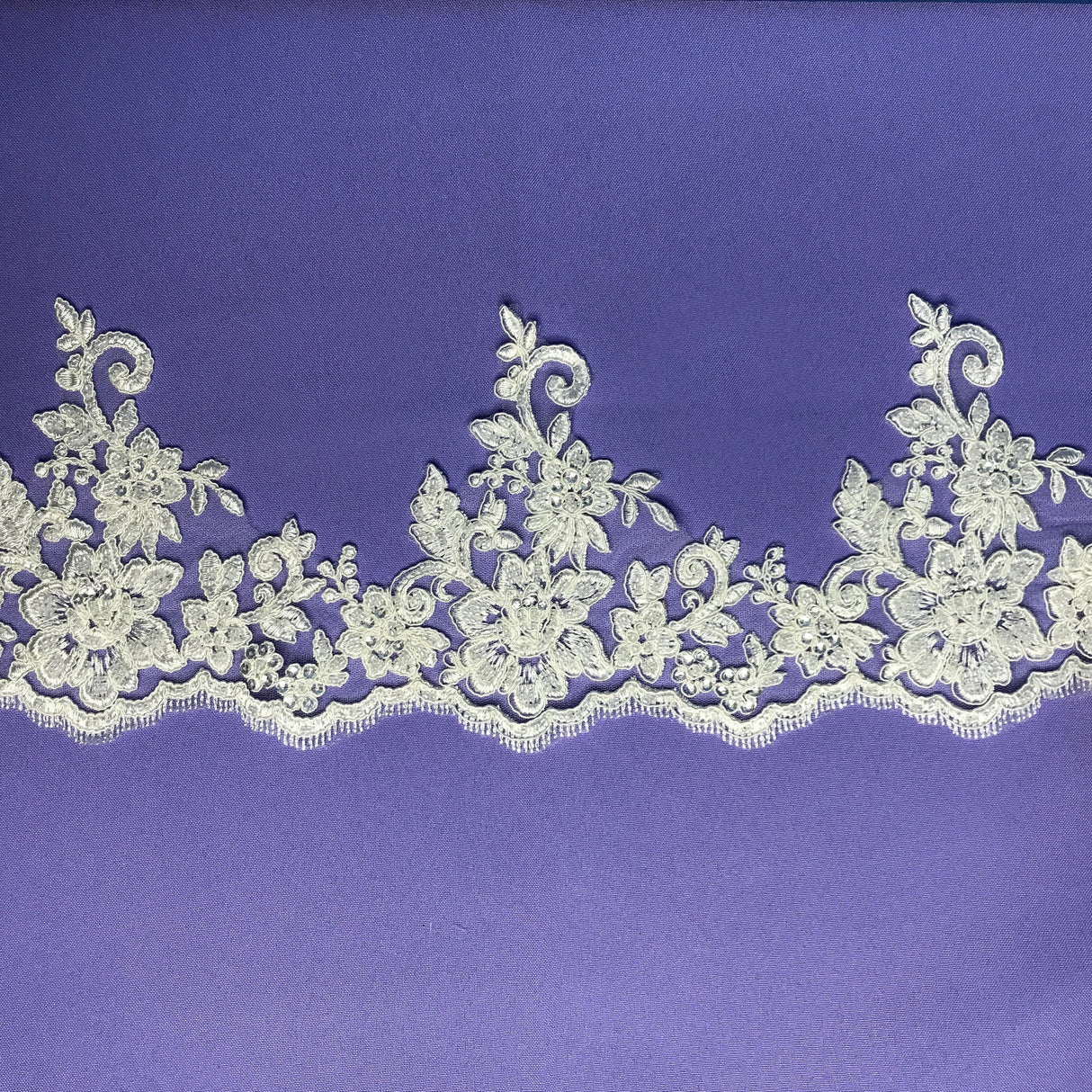 Beaded Corded Floral Lace Trim