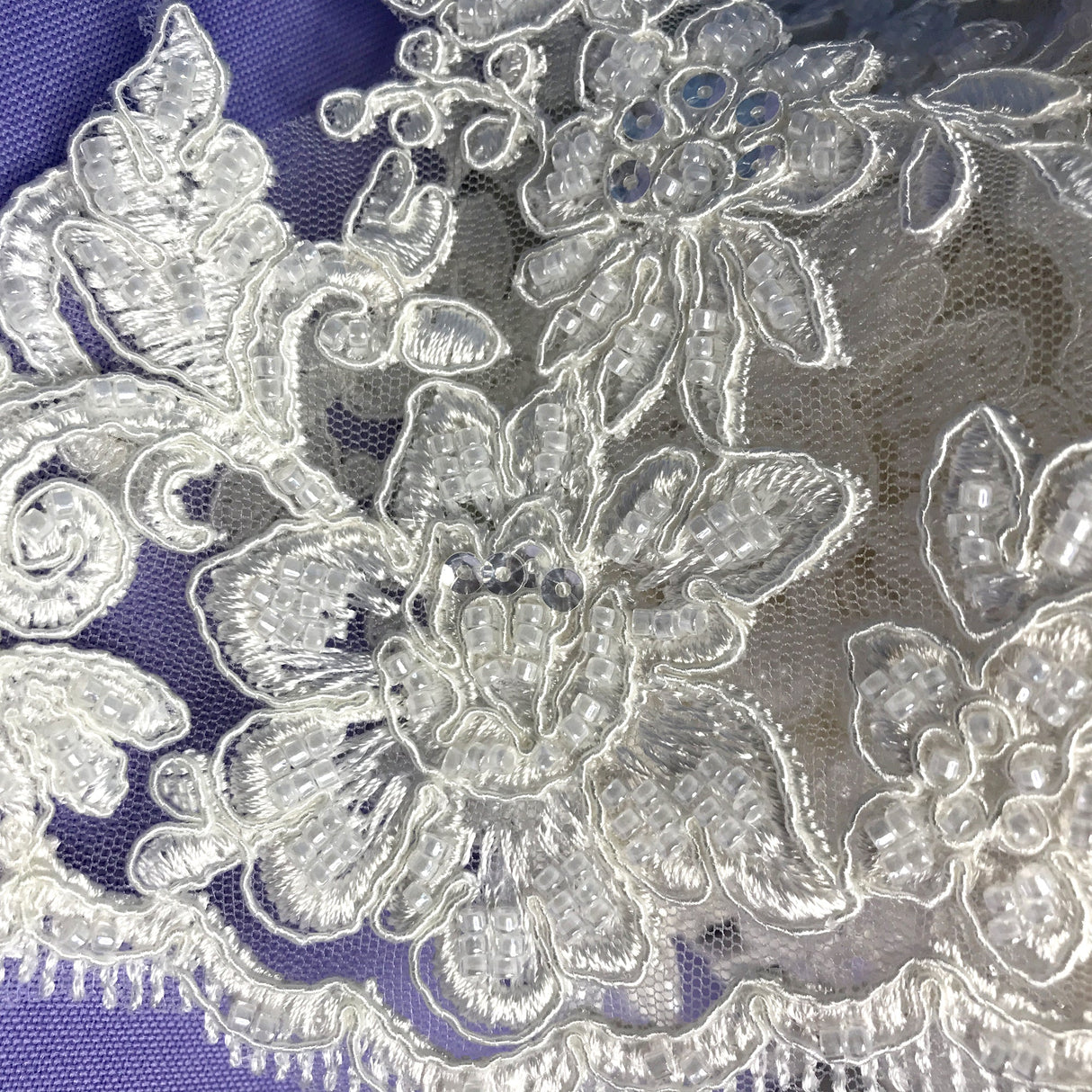 Beaded Corded Floral Lace Trim