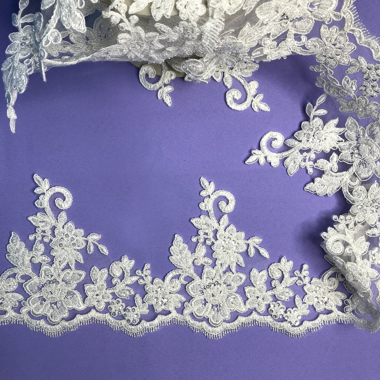 Beaded Corded Floral Lace Trim