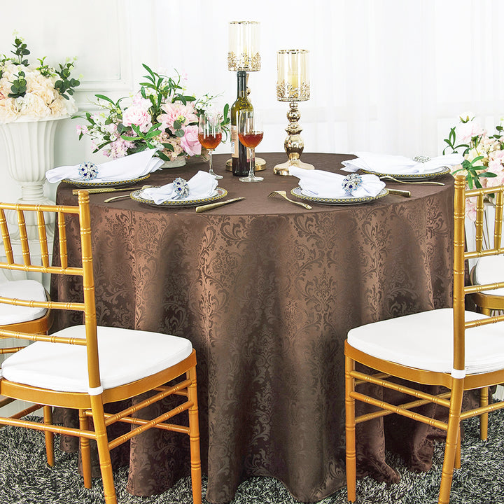 Seamless Round Floral Damask Tablecloth