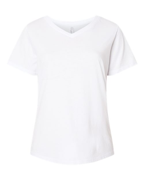 LAT Women's Curvy Collection Fine Jersey V-Neck Tee