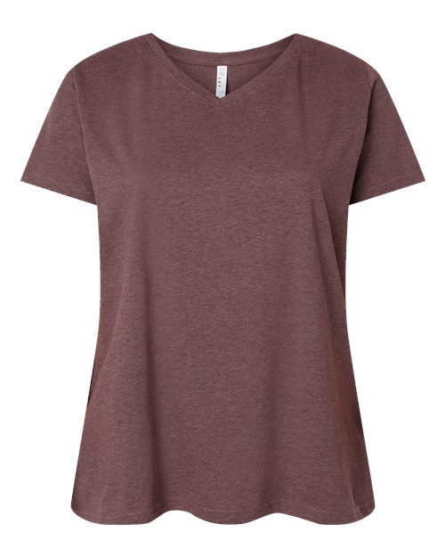 LAT Women's Curvy Collection Fine Jersey V-Neck Tee
