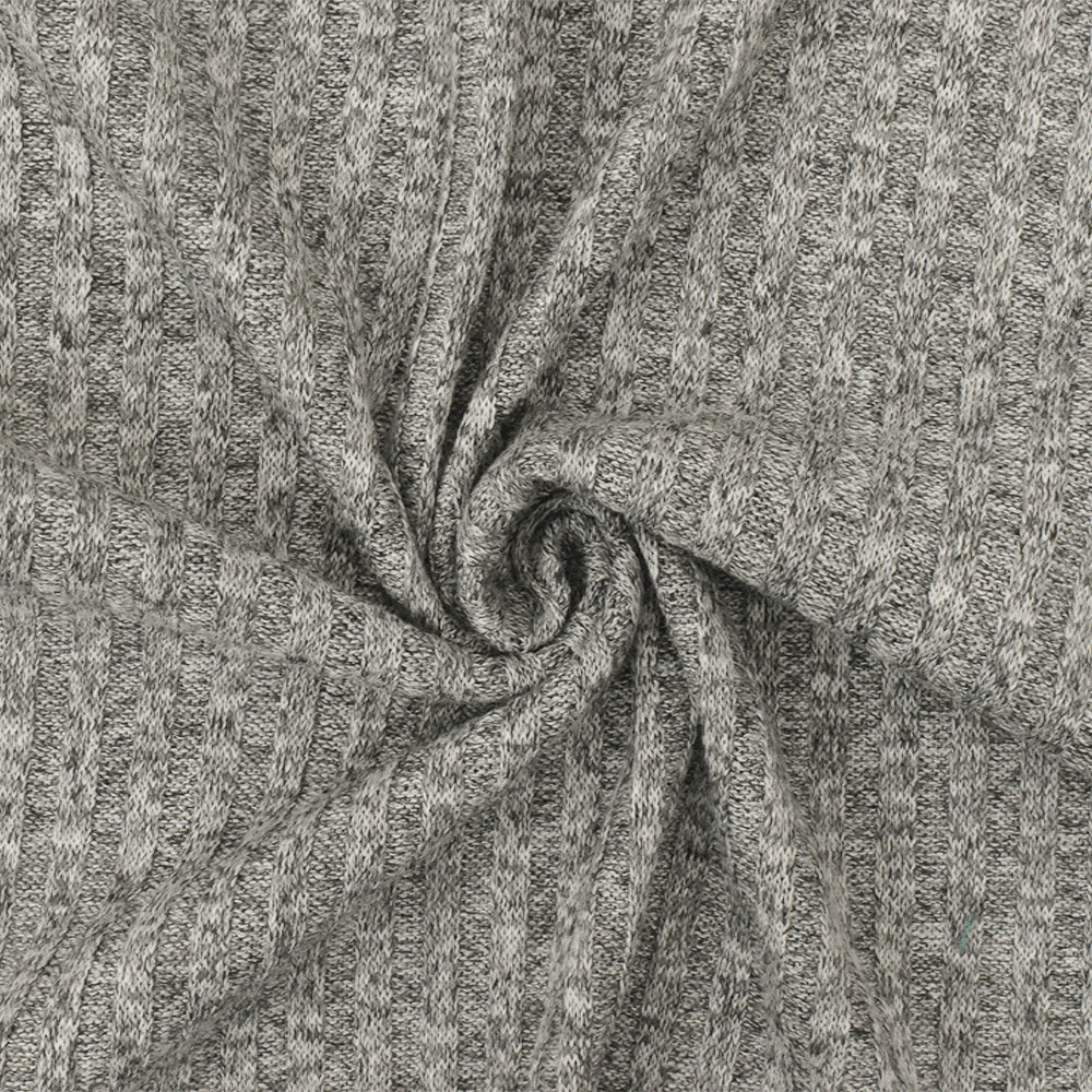 1 Yard Space Gray Black White Texture Stretch 4x4 Poly Rib Knit Fabric 60 Inches Wide