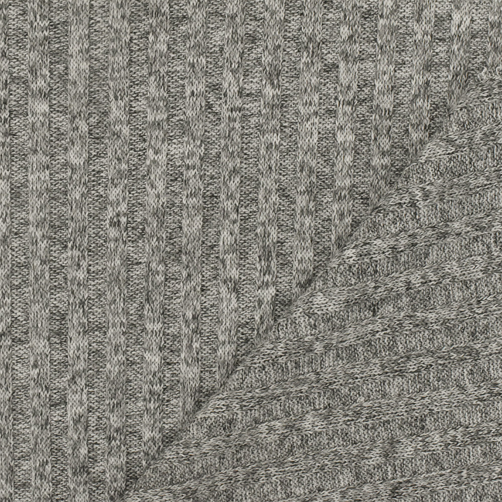 1 Yard Space Gray Black White Texture Stretch 4x4 Poly Rib Knit Fabric 60 Inches Wide