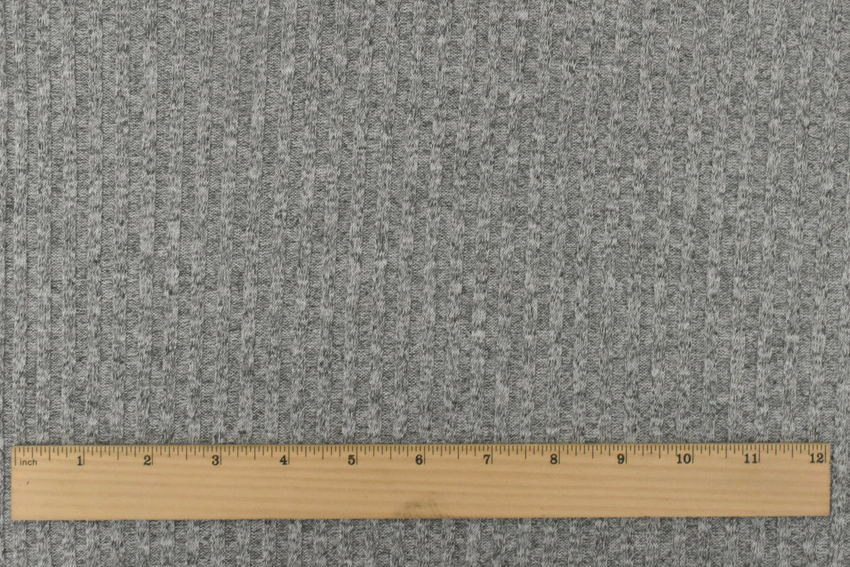 1 Yard Space Gray Black White Texture Stretch 4x4 Poly Rib Knit Fabric 60 Inches Wide
