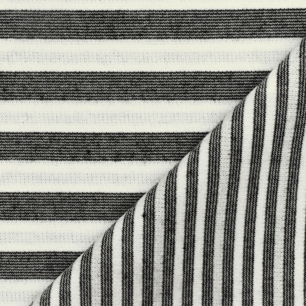 1 Yard Basic Black White Gray Stripe Stretch Double Knit Fabric 60 Inches