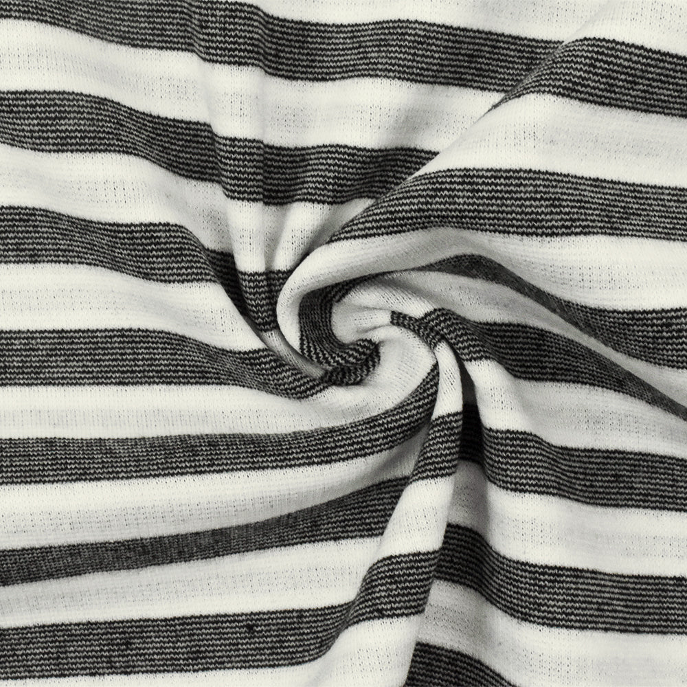 1 Yard Basic Black White Gray Stripe Stretch Double Knit Fabric 60 Inches