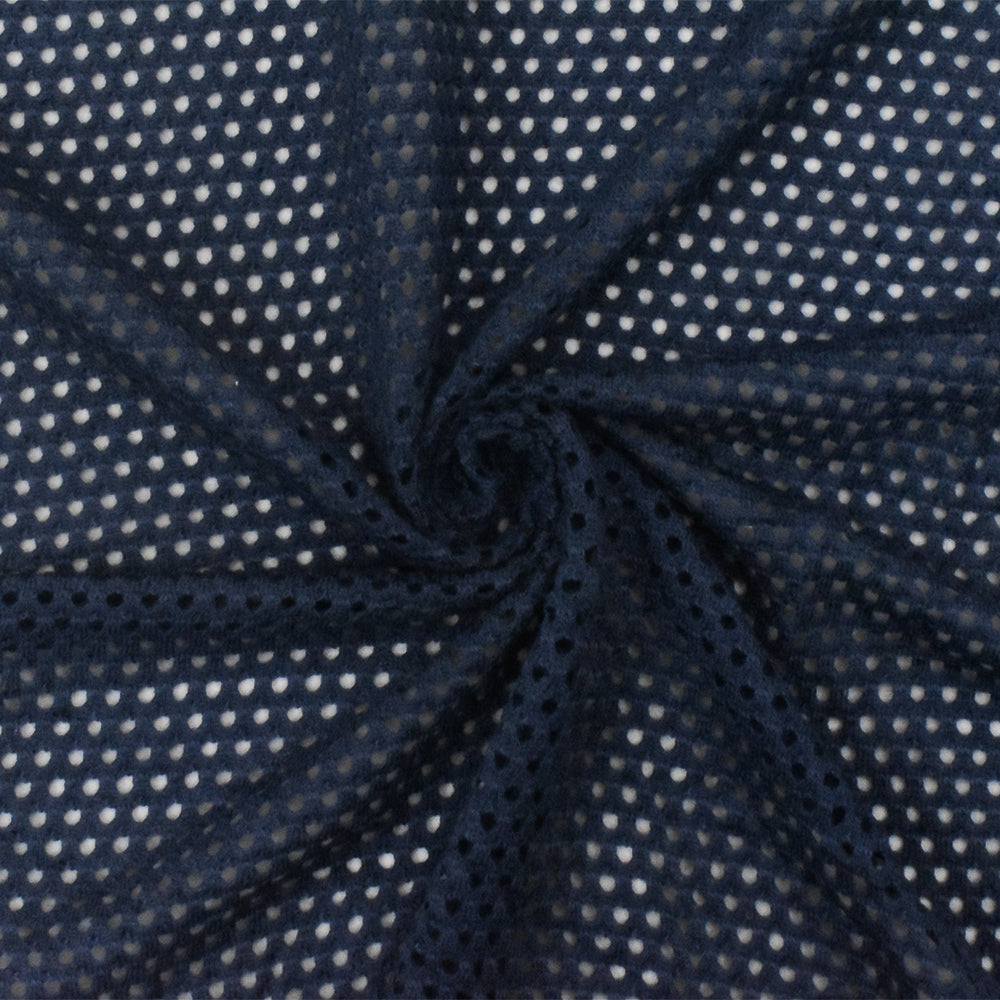 1 Yard Navy Blue Spandex Polyester Athletic Mesh Knit Fabric For Activewear And Dresses 58 Inches Width