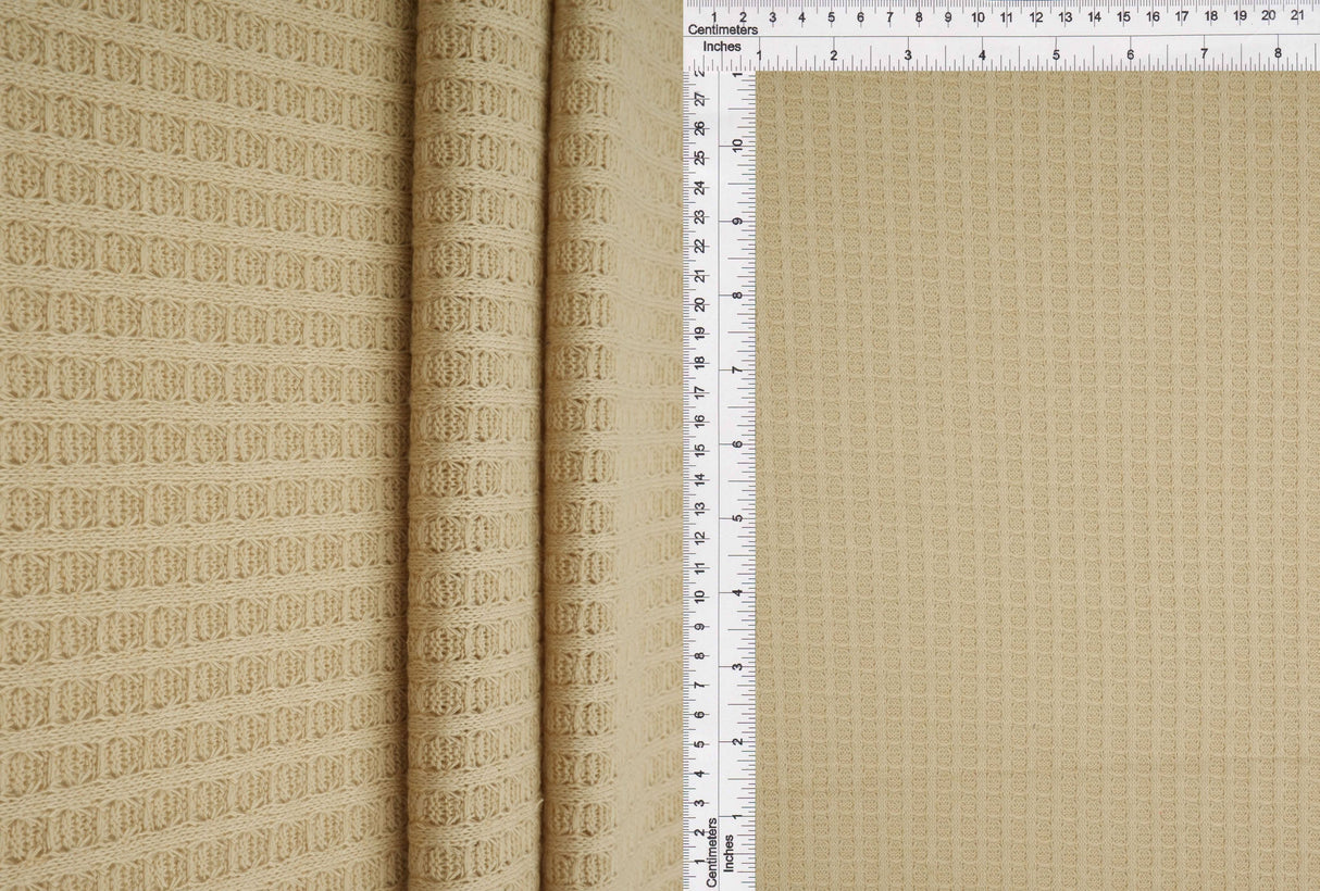 Waffle Stretch Knit Fabric Solid