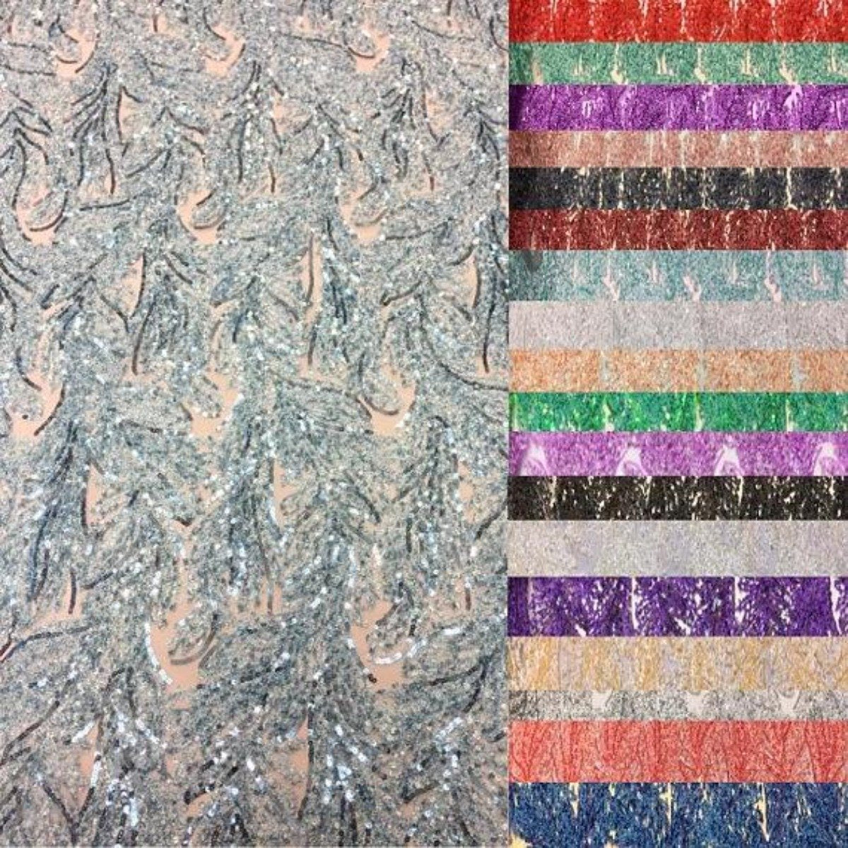 Floral Sequin Lace Fabric 52" Wide Polyester