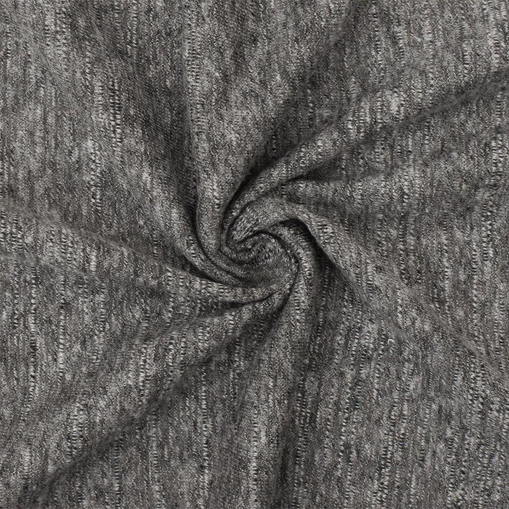 1 Yard Simple Gray & Black Gray Slub Stretch Jersey Knit Fabric, 60 Inches Wide