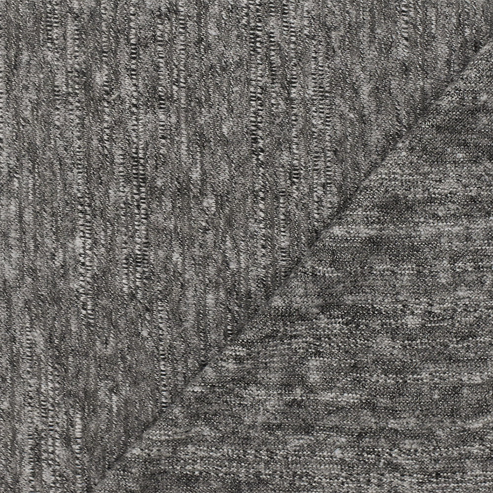 1 Yard Simple Gray & Black Gray Slub Stretch Jersey Knit Fabric, 60 Inches Wide