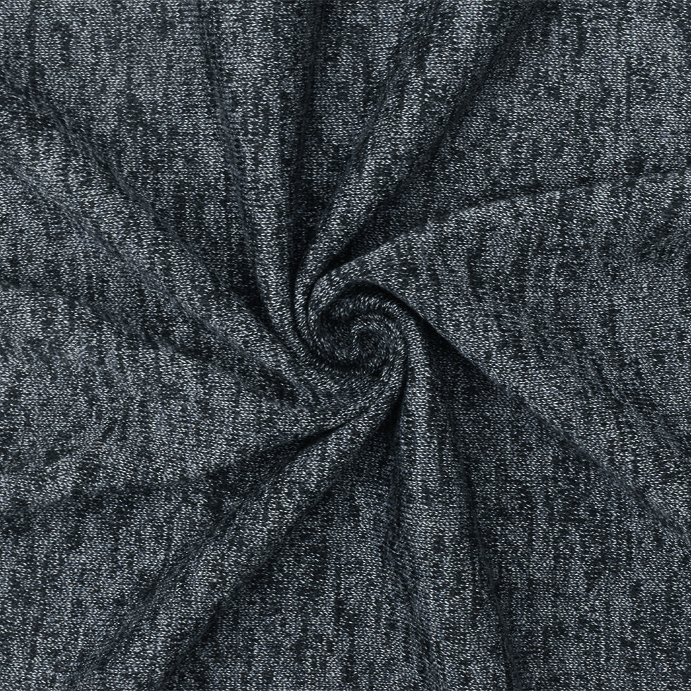 1 Yard Navy Blue, Black & White Jersey Knit Polyester, Cotton Blend, Horizontal Stretch 55" Wide