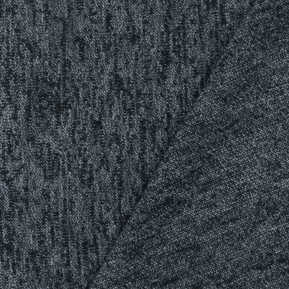 1 Yard Navy Blue, Black & White Jersey Knit Polyester, Cotton Blend, Horizontal Stretch 55" Wide