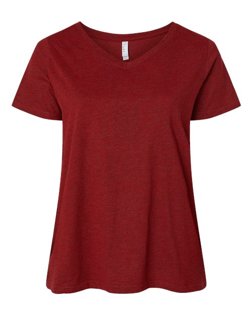 LAT Women's Curvy Collection Fine Jersey V-Neck Tee