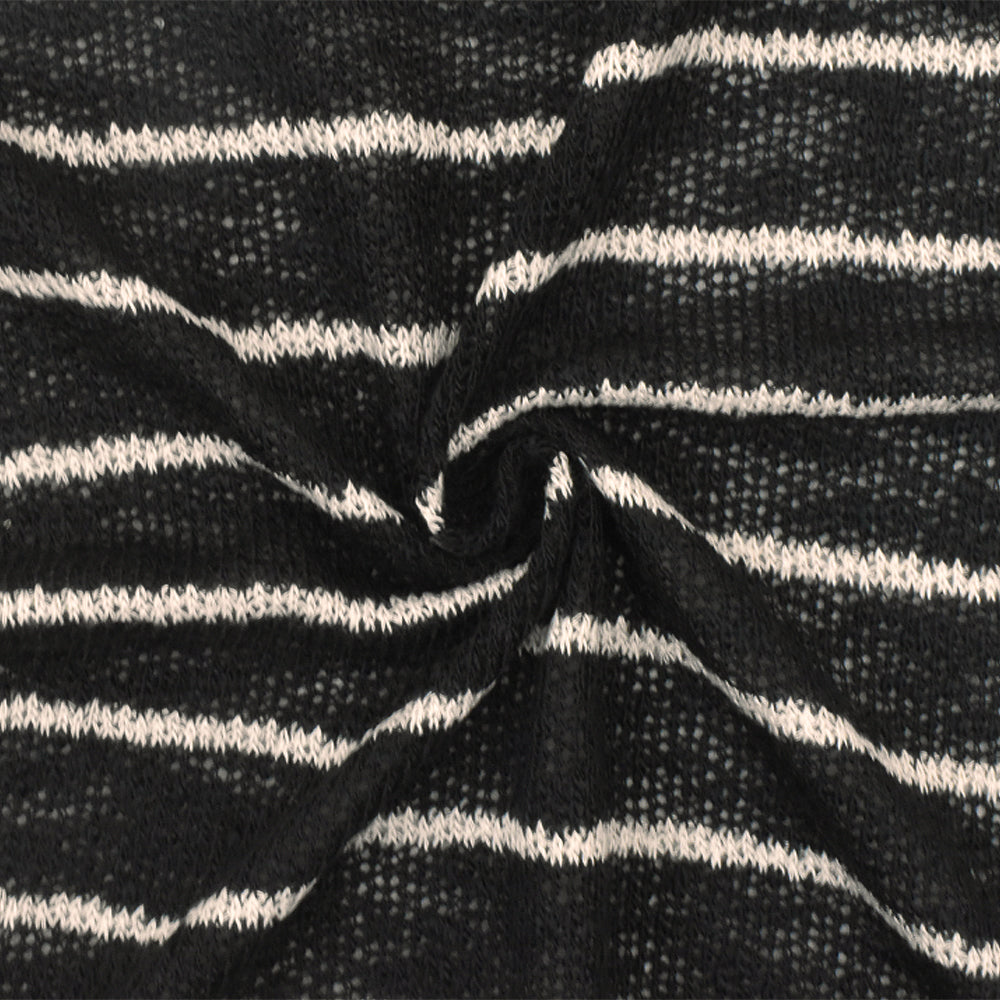 1 Yard Soft Black Taupe Striped Texture Stretch Jersey Knit Fabric Apparel 56 Inches Width