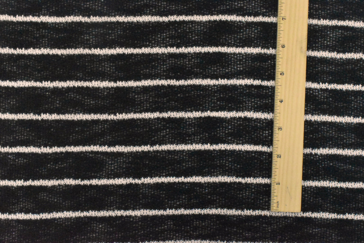 1 Yard Soft Black Taupe Striped Texture Stretch Jersey Knit Fabric Apparel 56 Inches Width