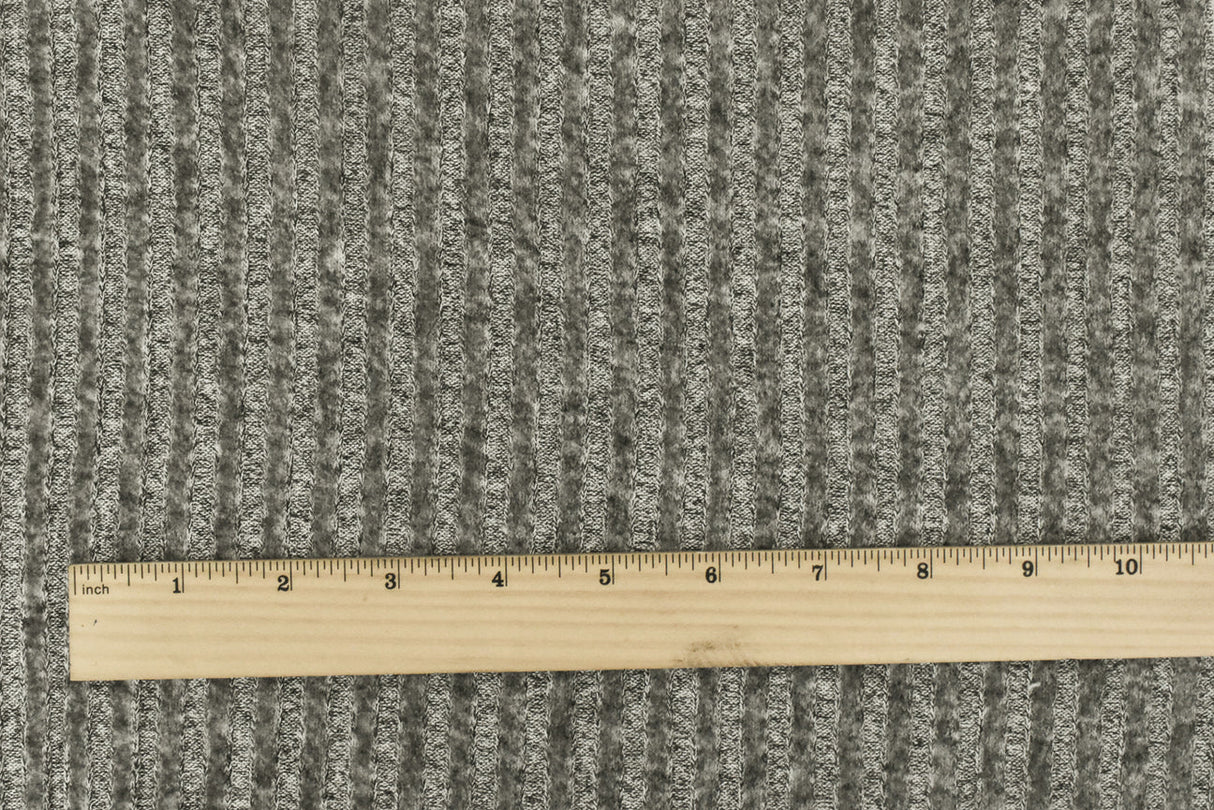 1 Yard Warm White Gray Black Texture Brushed Stretch 5 by 4 Rib Knit Fabric 55 Inches Wide
