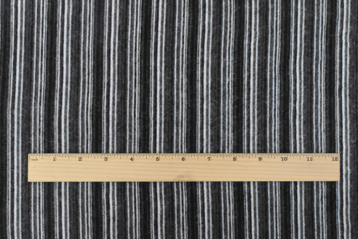 1 Yard Classic Black White Gray Stripe Stretch Brushed Face Jersey Knit Fabric 58 Inches Wide