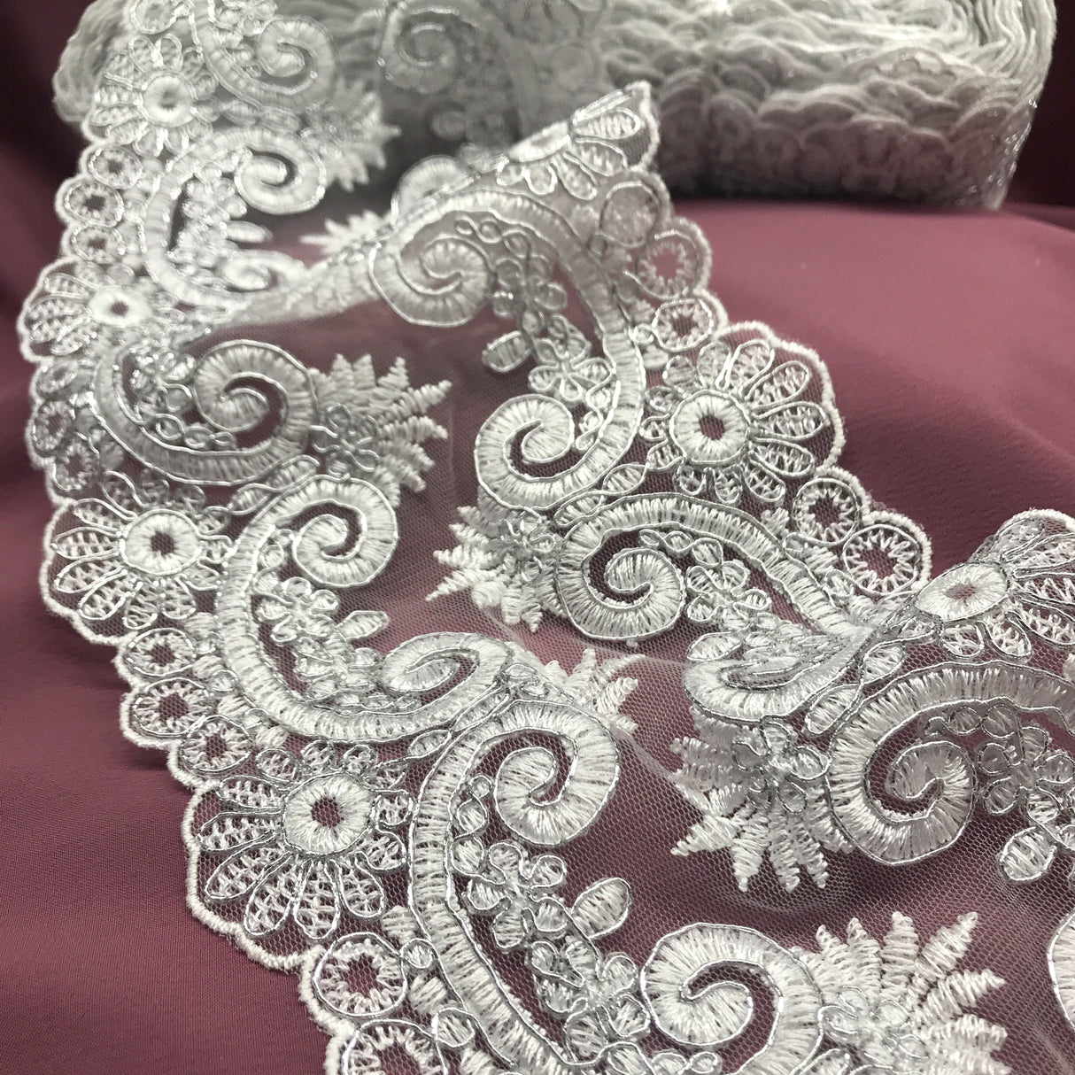 Corded Embroidered Lace Trim