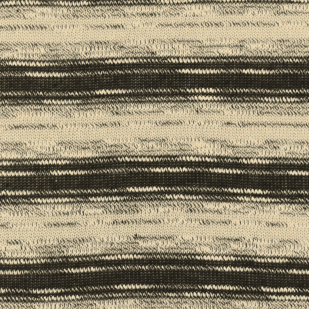 1 Yard Beige & Black Stripe Slub Stretch Jersey Knit Mineral, Soft Matte Fabric for Apparel 53 Inches Wide