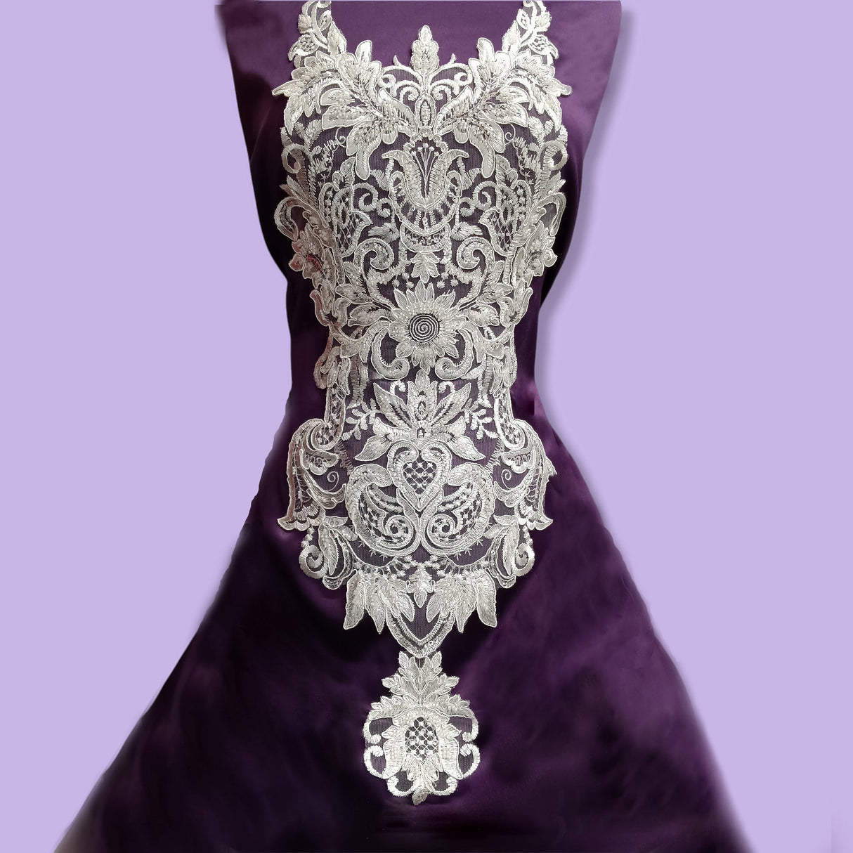 Beaded Corded Lace Medallion Applique