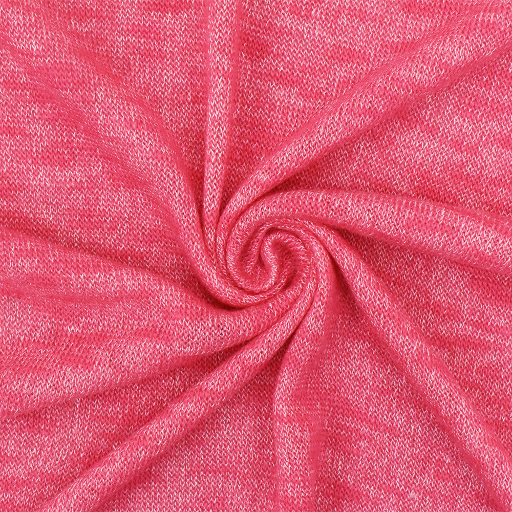 1 Yard Fruity Pink & White Slub Knit Soft Hand, Matte Luster, Ideal for Activewear 56" Wide