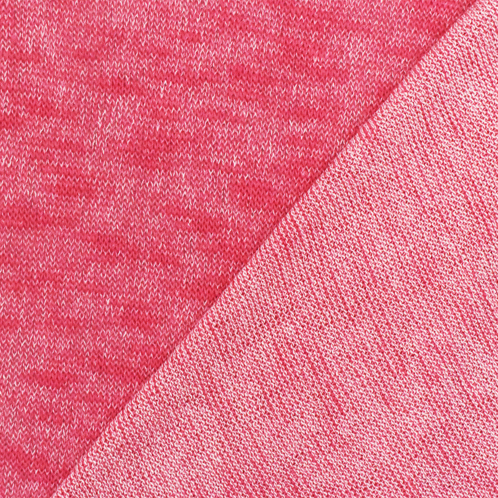 1 Yard Fruity Pink & White Slub Knit Soft Hand, Matte Luster, Ideal for Activewear 56" Wide