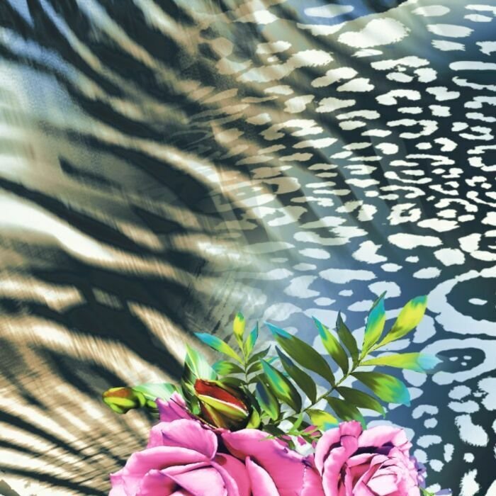 Printed Spandex Fabric Lady Rose Floral Animal