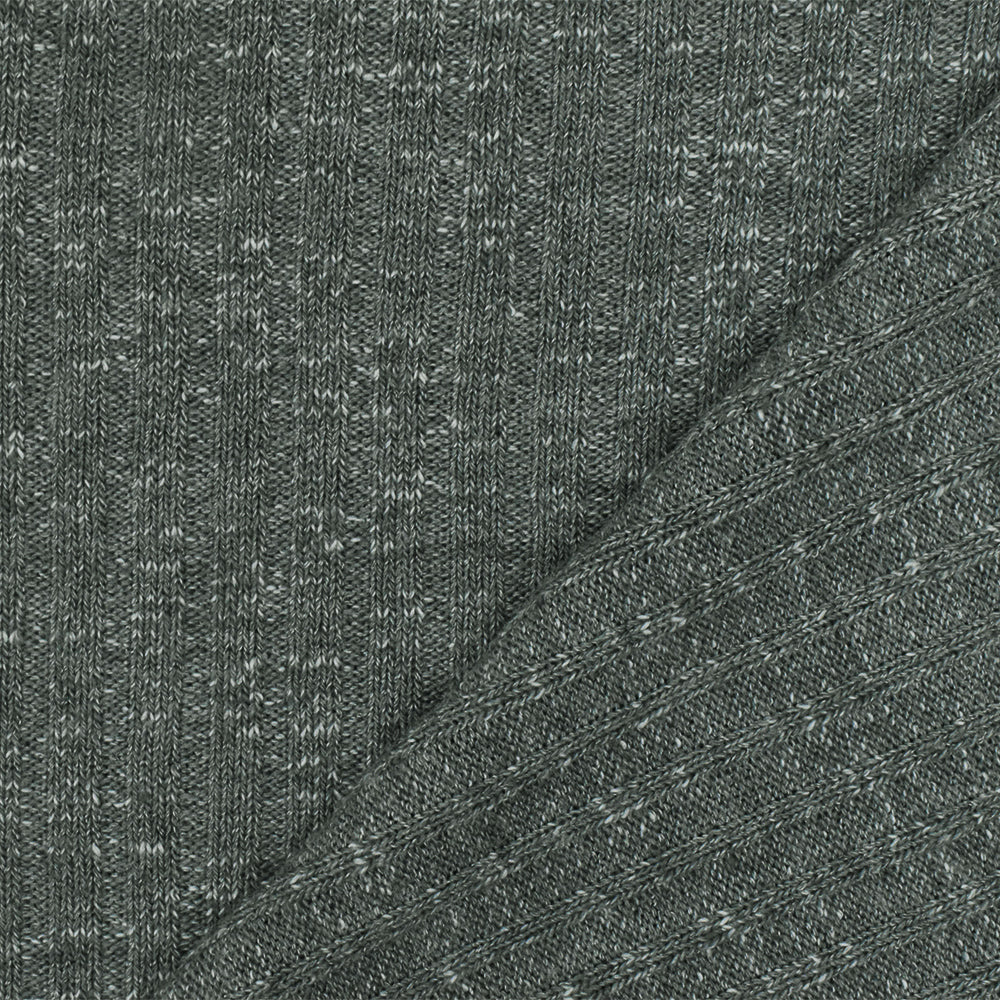 1 Yard Charcoal, Gray & White Rib Knit Fabric Textured Stretch for Apparel & Activewear 62 Inches Wide