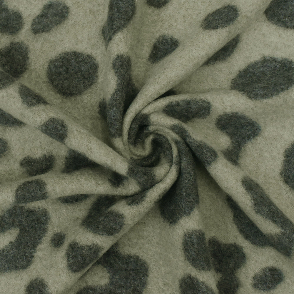 1 Yard Olive Gray Black Cheetah Print Stretch Poly Brushed Jersey Knit Fabric 60 Inches