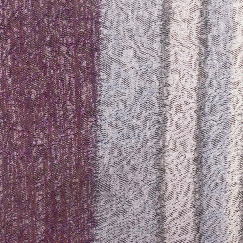 1 Yard Dusty Purple Blue Multi Tie Dye Stripe Stretch Cotton Jersey Knit Fabric 60 Inches