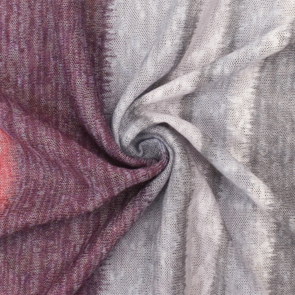 1 Yard Dusty Purple Blue Multi Tie Dye Stripe Stretch Cotton Jersey Knit Fabric 60 Inches