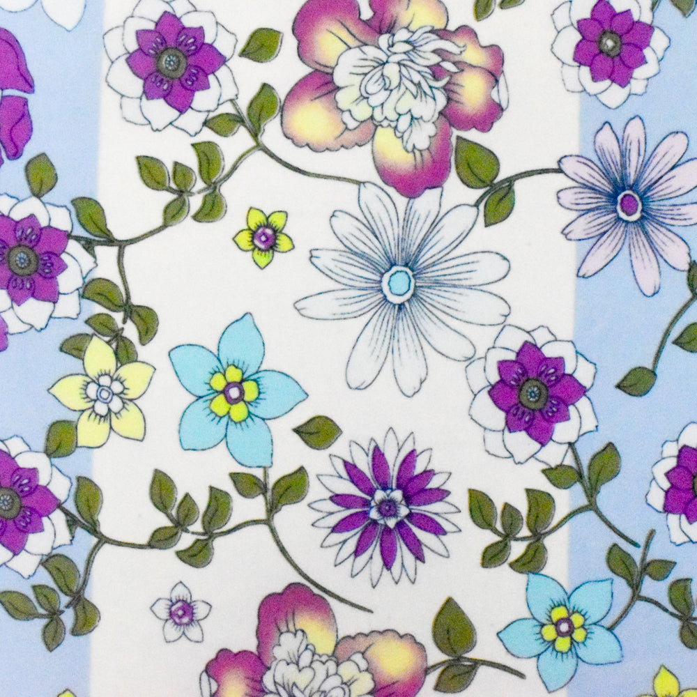 1 Yard Angel Blue Purple Multi Floral Printed Stretch Poly Swimwear Knit Fabric 58" Width