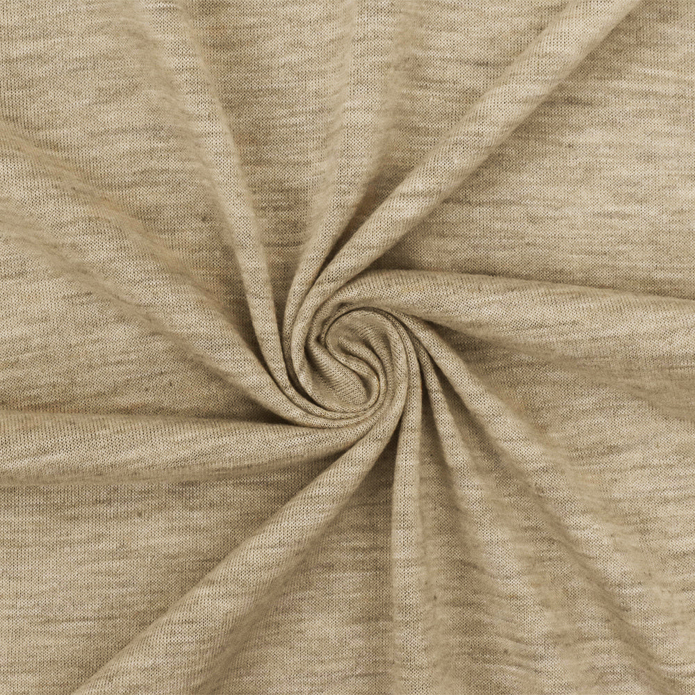 1 Yard Ivory & Desert Beige Slub Jersey Knit Matte Finish Fabric for Dresses & Tees, 60 Inches Width