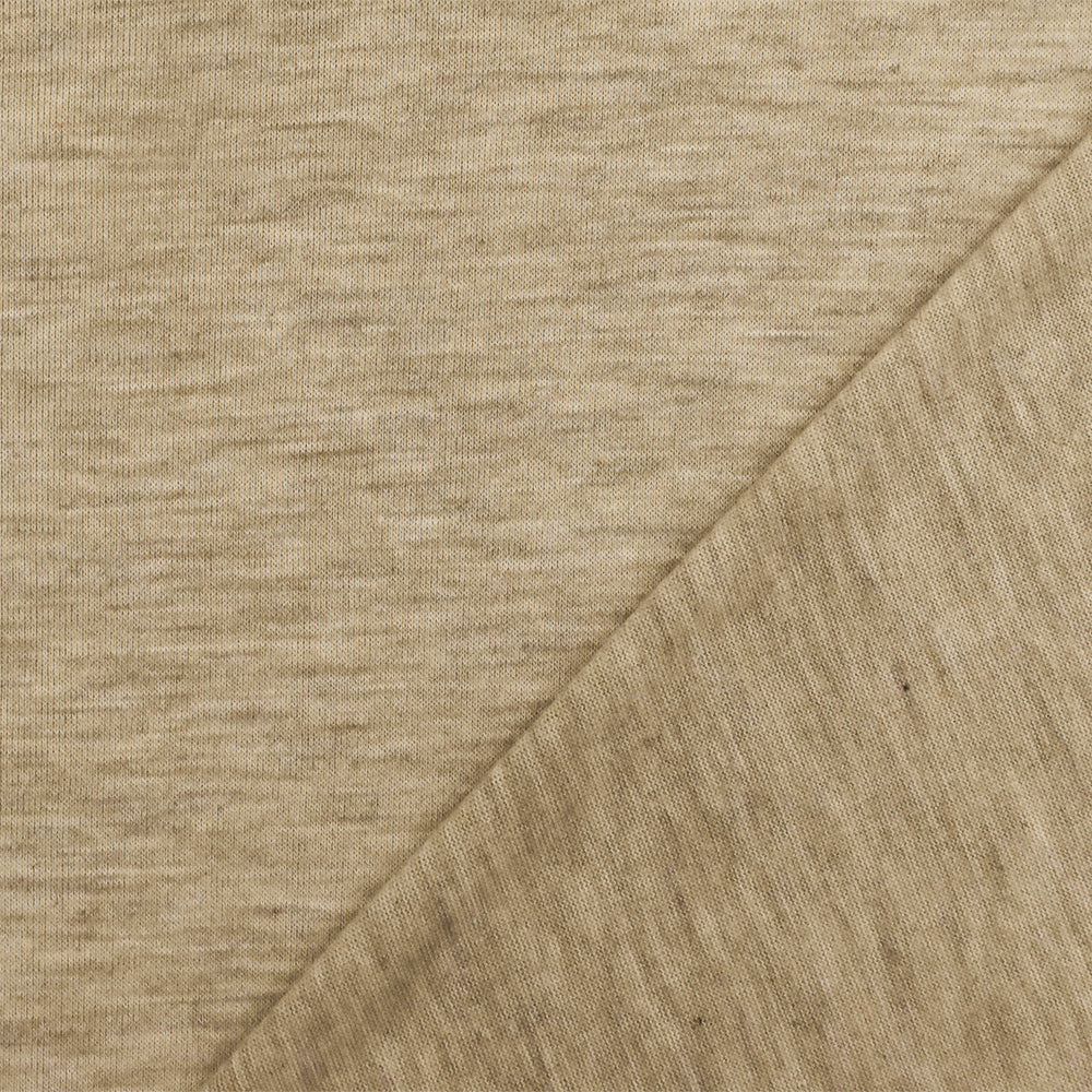 1 Yard Ivory & Desert Beige Slub Jersey Knit Matte Finish Fabric for Dresses & Tees, 60 Inches Width