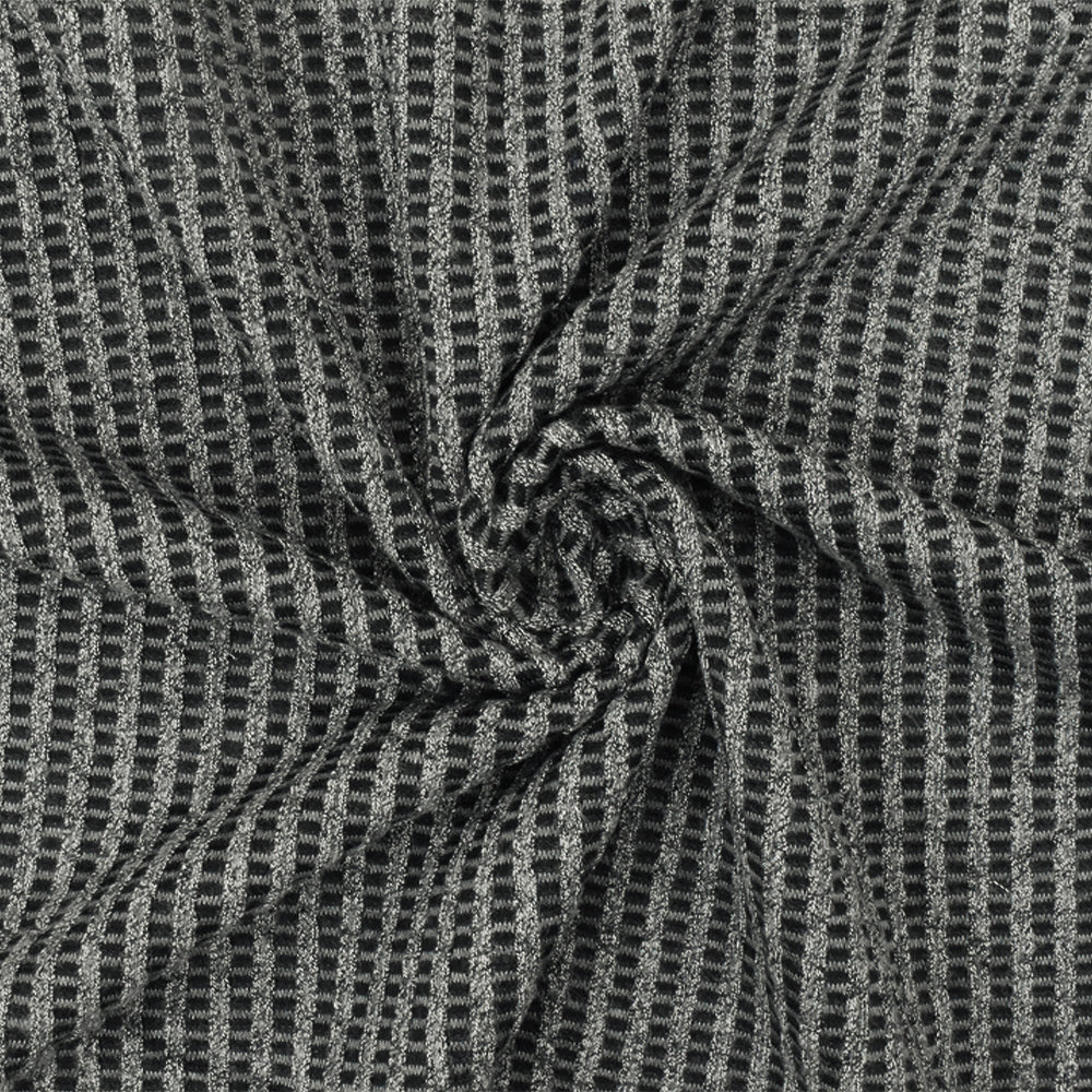 1 Yard Shadow Gray, Black & White Mesh Knit Textured Stretch Fabric for Apparel & Dancewear, 58" Wide