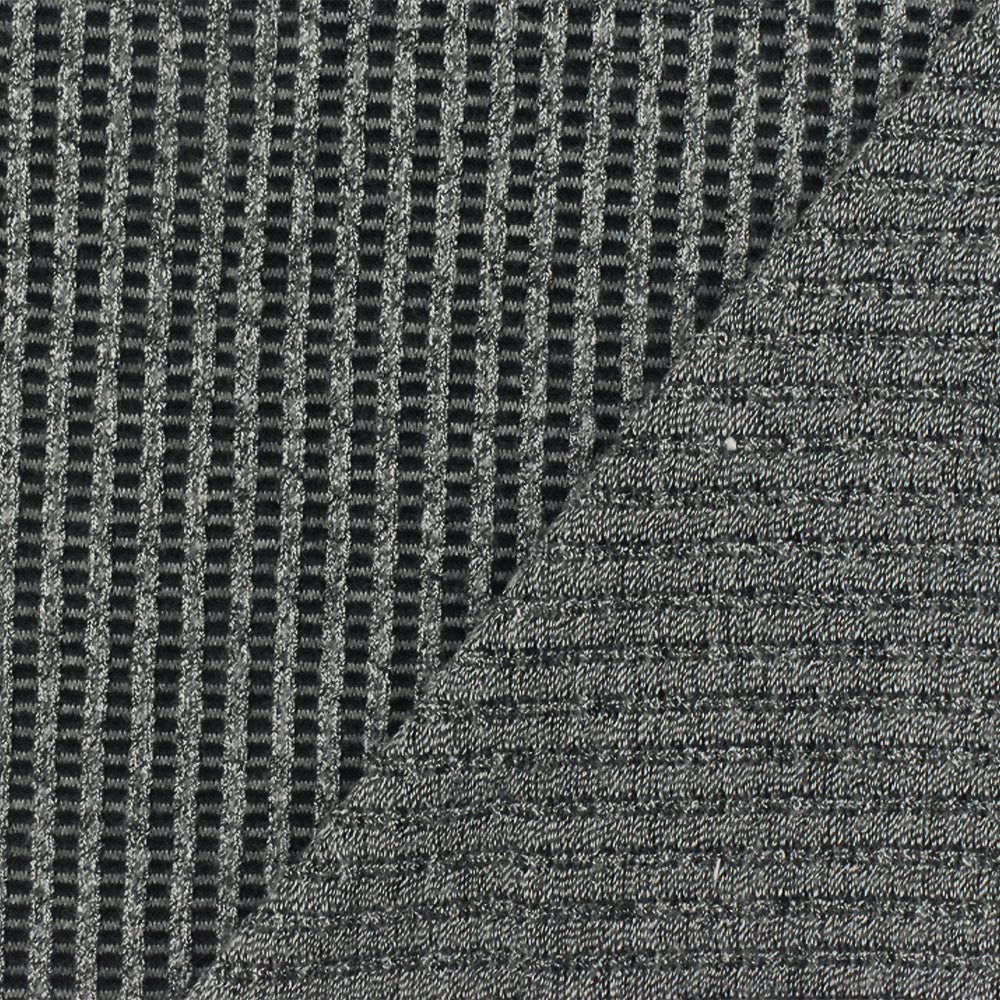 1 Yard Shadow Gray, Black & White Mesh Knit Textured Stretch Fabric for Apparel & Dancewear, 58" Wide