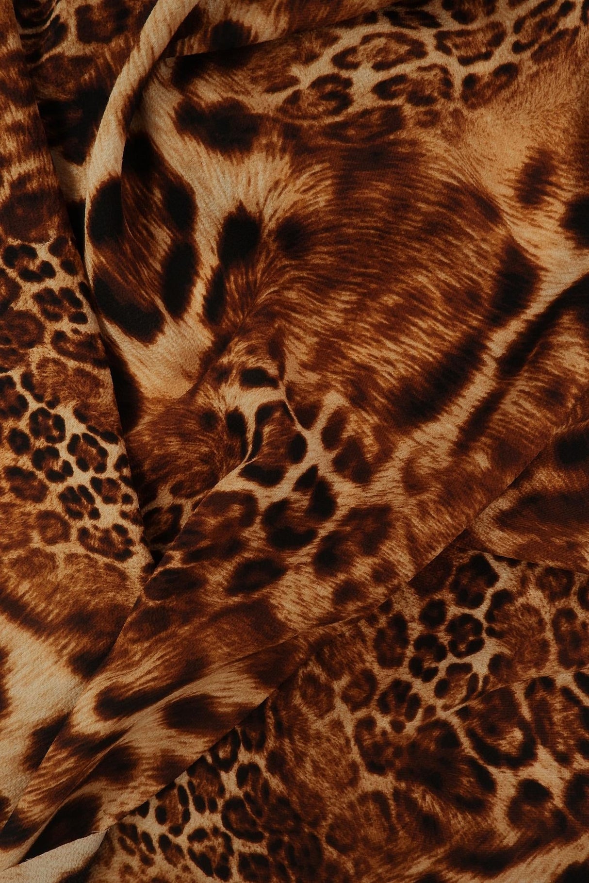 Animal Print Ghost Crepe Fabric Mocha