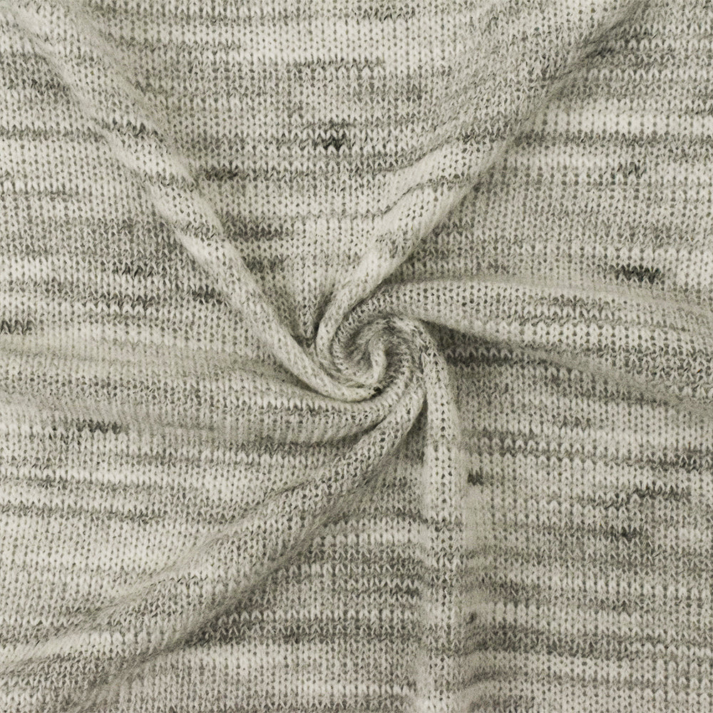 1 Yard Pale Ivory White Black Slub Stretch Jersey Knit Fabric 58 Inches Wide