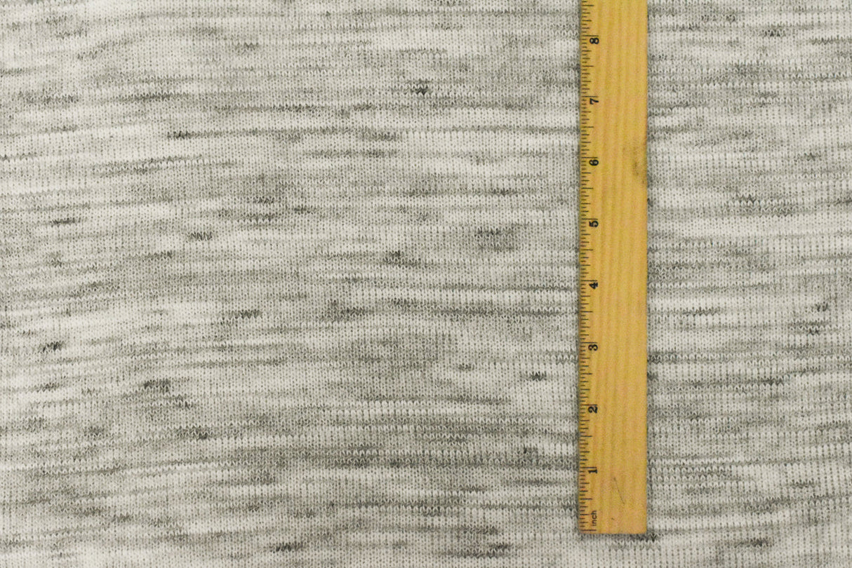 1 Yard Pale Ivory White Black Slub Stretch Jersey Knit Fabric 58 Inches Wide