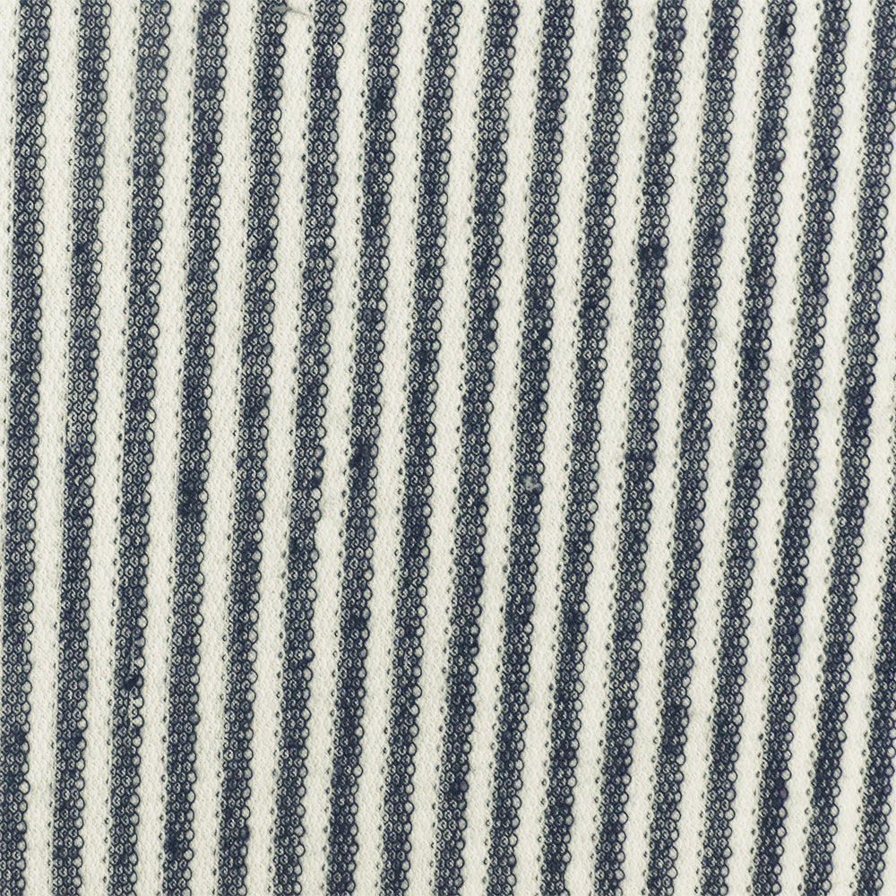 1 Yard Navy Blue White Striped Stretch French Terry Face Knit Fabric 63 Inches