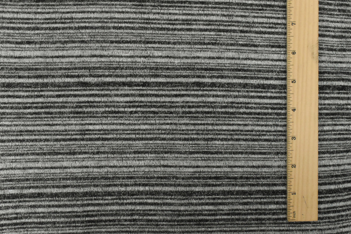 1 Yard Old White & Black Stripe Stretch Jersey Knit Fabric, 57 Inches Wide