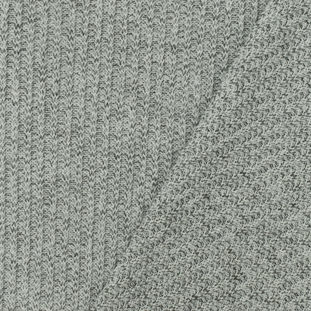 1 Yard Black & Light Icy Gray Rib Knit Textured Stretch Fabric for Dresses & Activewear, 57" Width