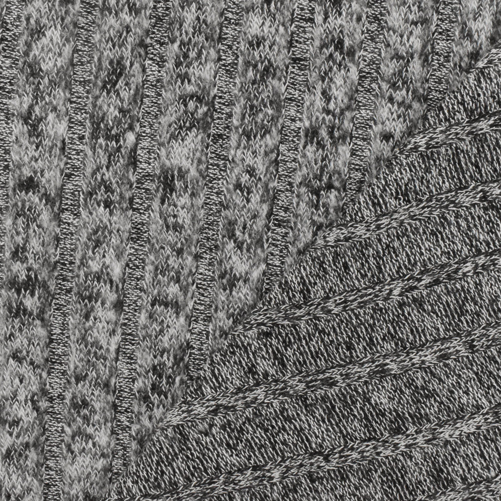 1 Yard Winter Black & White Brushed Rib Knit Soft Rayon Stretch Fabric, 65" Wide