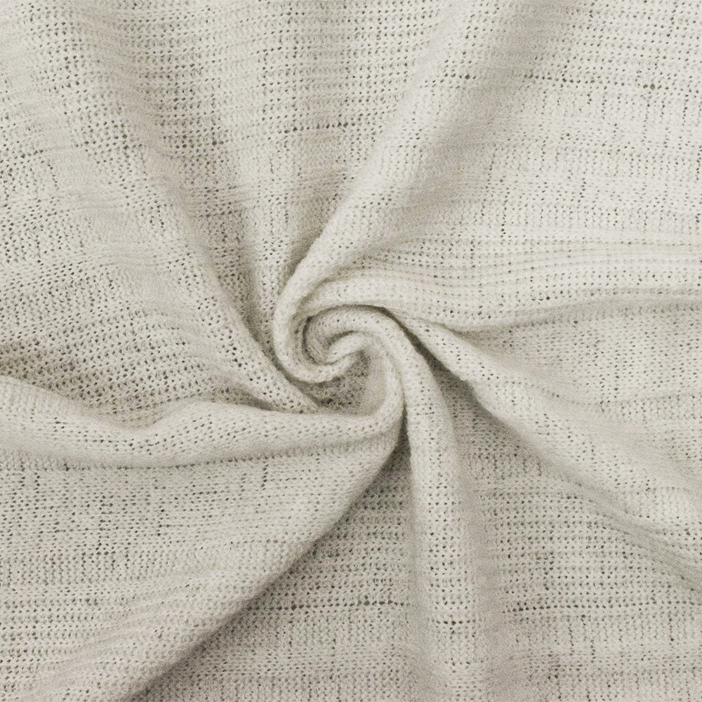 1 Yard Vintage Ivory Solid Stretch Poly Multi Rib Knit Fabric For Activewear, 56 Inches Wide