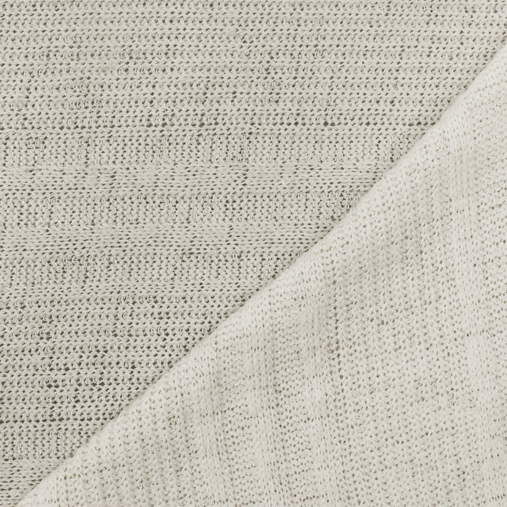 1 Yard Vintage Ivory Solid Stretch Poly Multi Rib Knit Fabric For Activewear, 56 Inches Wide