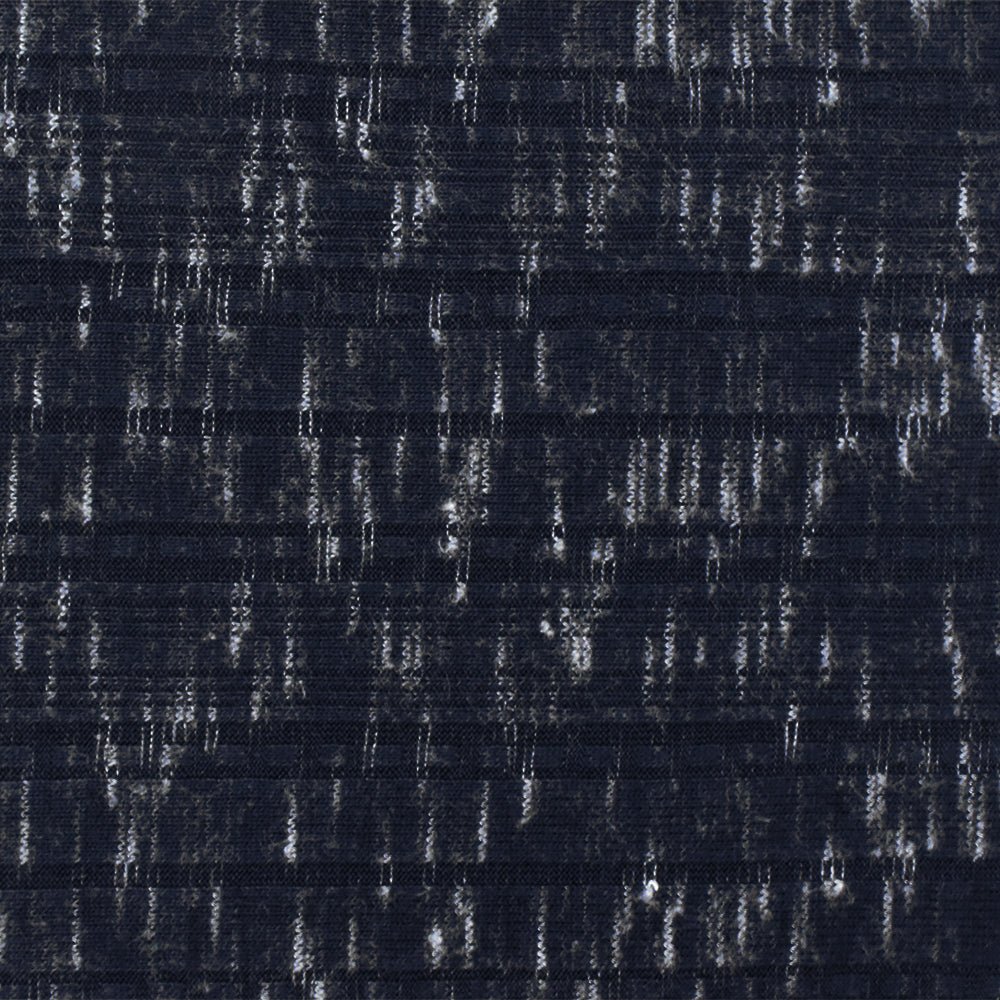 1 Yard Night Nav & White Slub Stretch Multi Rib Knit Fabric for dresses, 61 Inches Wide