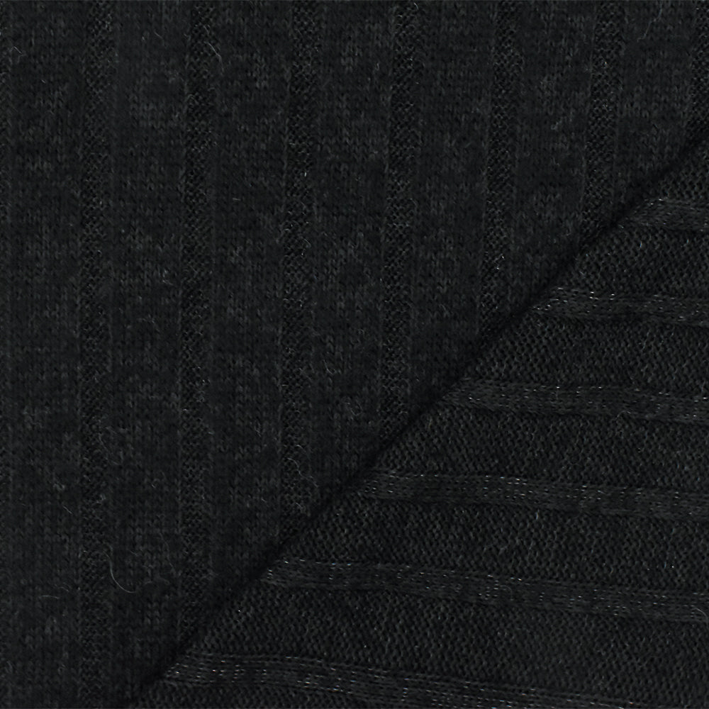 1 Yard Black Stripe Stretch Brushed 7 by 4 Rib Knit Fabric 65 Inches Wide