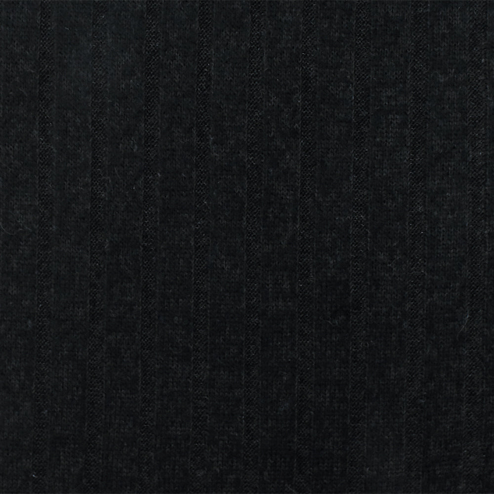 1 Yard Black Stripe Stretch Brushed 7 by 4 Rib Knit Fabric 65 Inches Wide